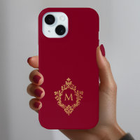 Monogram Burgundy Elegante Vintage Imitats Gold Wa