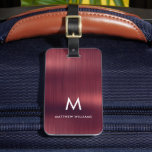 Monogram Burgundy-Imitate aus gegossenem Metallsta Gepäckanhänger<br><div class="desc">Monogram Burgundy Imitats Brushed Metallic Steel Gepäckanhänger</div>