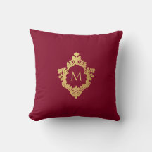 Monogram Burgundy Imitats Gold Wappen Vintag Elega