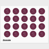 Monogram Burgundy Minimalist Modern Wedding Runder Aufkleber (Blatt)