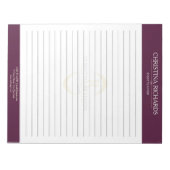 Monogram Burgundy Moderne Elegant Lined Notizblock (Vorderseite)