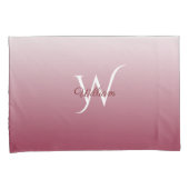 Monogram Burgundy Ombre Gradient Wedding Couple Kissenbezug (Vorderseite-Rechts)