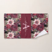 Monogram Burgundy & Pink Floral Elegant Towel Set (Handtuch)