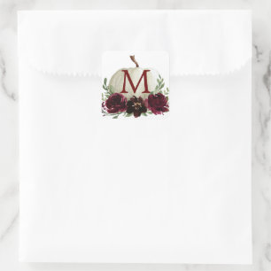 Monogram Burgundy Pumpkin-Umschlag Aufkleber