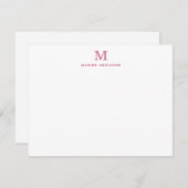 Monogram Burgundy Red Simple Classic Elegante Chic Mitteilungskarte (Vorne/Hinten)
