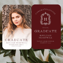 Monogram Burgundy White Foto Abschluss Fächer