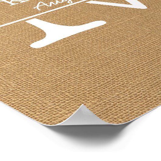 Monogram Burlap & Lace Rustic Wedding Poster (Ecke)