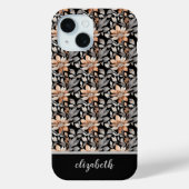 Monogram Burnt Orange Rust Black Gray Floral Case-Mate iPhone Hülle (Rückseite)