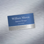 Monogram Business Card Blue Foil and Steel Effect Magnetische Visitenkarte (Beispiel)