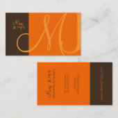 Monogram Business Card en Retro Farben Visitenkarte (Vorne/Hinten)