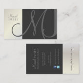 Monogram Business Card en Retro Farben Visitenkarte (Vorne/Hinten)