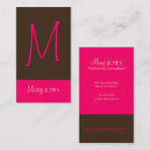Monogram Business Card en Retro Farben Visitenkarte (Vorne/Hinten)