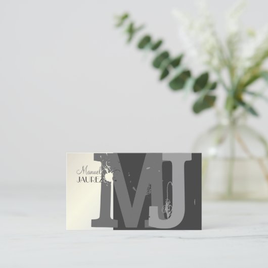 Monogram Business Card en Retro Farben Visitenkarte (Stehend Vorderseite)