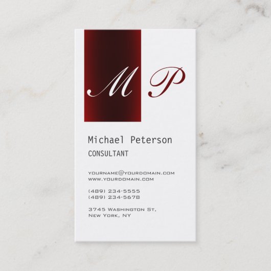 Monogram Business Card Visitenkarte (Vorderseite)