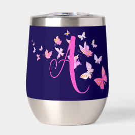 Monogram Butterfly Blue Pink