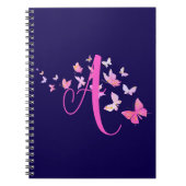 Monogram Butterfly Blue Pink Notizblock (Vorderseite)