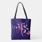 Monogram Butterfly Blue Pink Tasche (Rückseite)