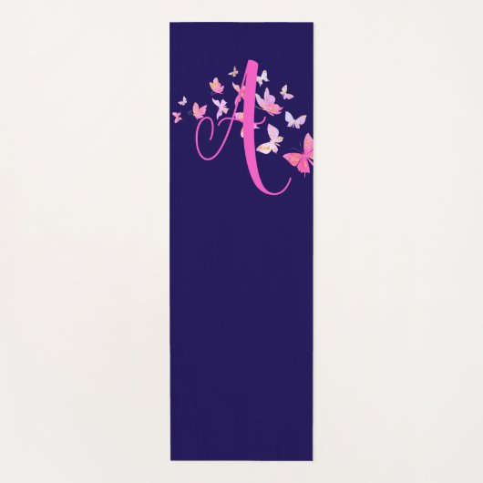 Monogram Butterfly Blue Pink Yogamatte (Vorderseite)