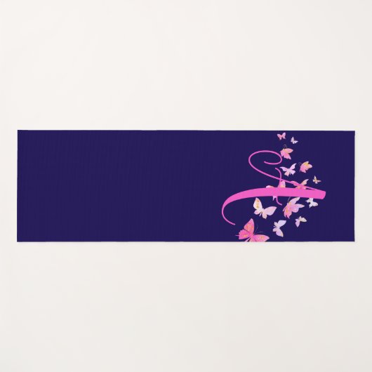 Monogram Butterfly Blue Pink Yogamatte (Vorderseite (Horizontal))