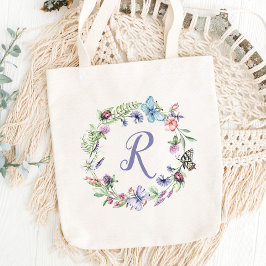 Monogram Butterfly Floral Totbeutel Tragetasche