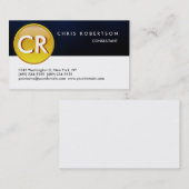 Monogram Button White Blue Muster Business Card Visitenkarte (Vorne/Hinten)