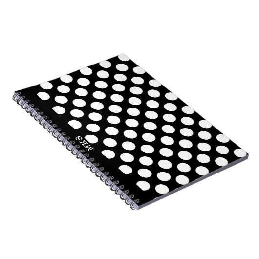 Monogram BW Polka Dotsheet Notizblock (Rechte Seite)
