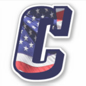 Monogram C American Flag Letter C Initial USA Aufkleber (Vorderseite)