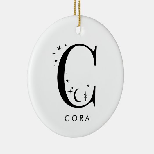 Monogram C Celestie Name Keramik Ornament (Rechts)