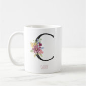 Monogram C Floral Name Polka Dot Coffee Mug Kaffeetasse (Links)