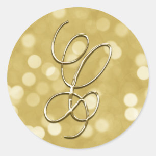Monogram C Gold Bokeh Siegel Einladung Hochzeit Runder Aufkleber