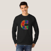 Monogram C in Multi Color Puzzle Pieces T-Shirt (Vorne ganz)