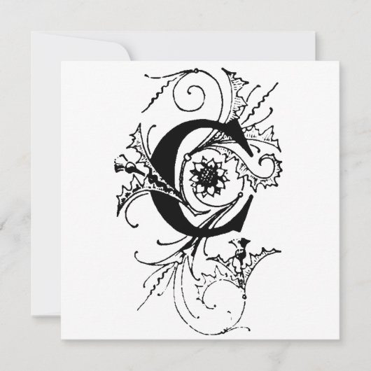 Monogram C Initial Black and White Floral Pattern (Vorderseite)