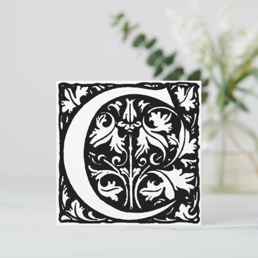 Monogram C Initial Black and White Floral Pattern (Stehend Vorderseite)