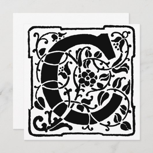 Monogram C Initial Black and White Floral Pattern (Vorne/Hinten)