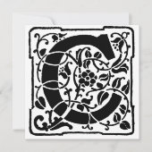 Monogram C Initial Black and White Floral Pattern (Vorderseite)