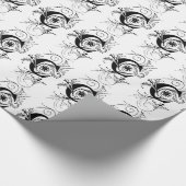 Monogram C Initial Black and White Floral Pattern Geschenkpapier (Ecke)