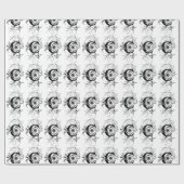Monogram C Initial Black and White Floral Pattern Geschenkpapier (Flach)