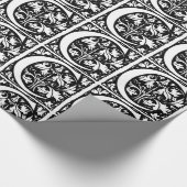 Monogram C Initial Black and White Floral Pattern Geschenkpapier (Ecke)