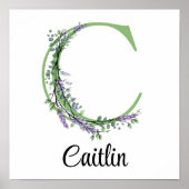 Monogram C Lavender Eucalyptus Kinderzimmer Poster (Vorne)