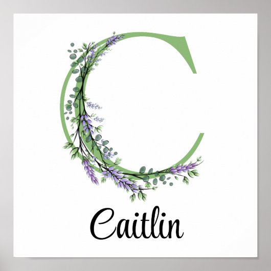 Monogram C Lavender Eucalyptus Kinderzimmer Poster (Vorne)