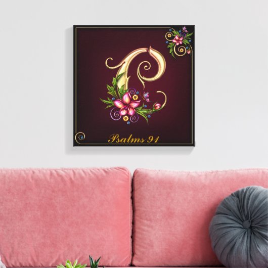 Monogram C Premium Wrapped Canvas (Gloss) Leinwanddruck (Insitu (Wohnzimmer))