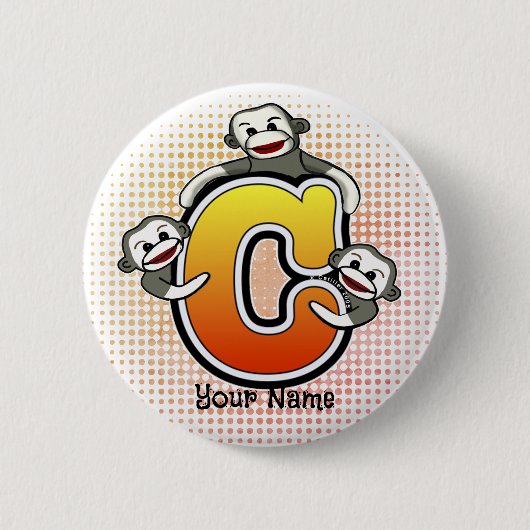 Monogram C Sock Monkey Button (Vorderseite)