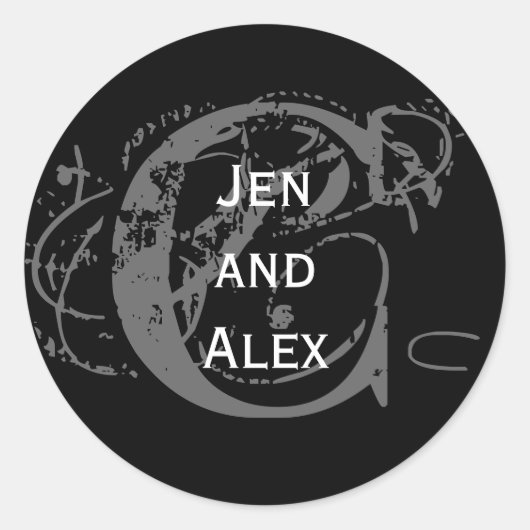 Monogram C und Name Black Sticker (Vorderseite)