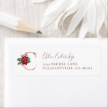 Monogram C Weihnachtszeit Rose Gold Rücksendeadres<br><div class="desc">Dieses festliche Urlaubsszenario zeigt den monogramm Anfangsbuchstaben "C" in Rose goldenen Imitat-Folie Serif Schriftart, mit einem rot-grün zeichnend von einer Poinsettia dekoriert. Personalisieren Sie es mit Ihrem Namen in elegantem, dunklen Rose Handschrift-Skript und Ihre Adresse in Serif-Schriftart. Ideal für Ihre Weihnachtskarten-Mailingbedürfnisse. Wenn dein Name nicht mit "C" beginnt, dann verzweifle...</div>