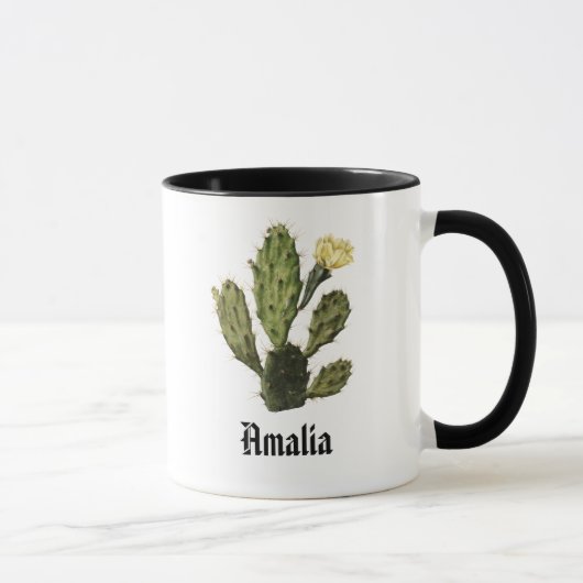 Monogram Cactus Blume Vintag Tasse (Rechts)