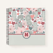 Monogram Cactus Pink Mint Succulents Blume Notizblock (Vorderseite)