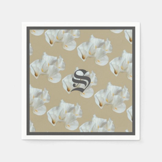 Monogram Calla-Lilien Serviette (Vorderseite)