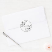 Monogram Calligraphy black and white Wedding Runder Aufkleber (Umschlag)