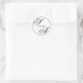 Monogram Calligraphy black and white Wedding Runder Aufkleber (Tasche)