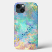 Monogram Calligraphy Blue Green Pink Gold Trendy Case-Mate iPhone Hülle (Rückseite)